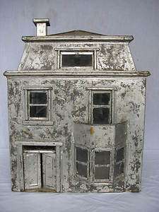Antique Victorian Folk Art Tin Doll House Hand Made  