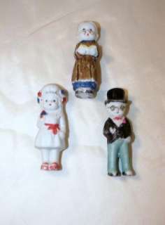 1930s Frozen Charlotte Bride, Groom, Minister Wedding Dolls  