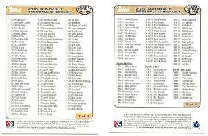 2010 Topps Pro Debut Baseball Checklist both cards  