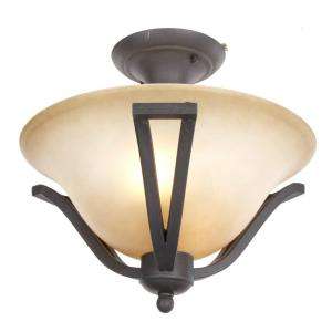 Commercial Electric Rustic Iron 2 Light Semi Flushmount ESS8212 at The 
