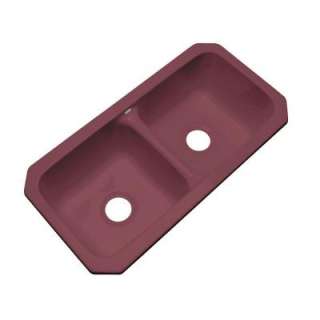  Acrylic 33x19x9 0 Hole Double Bowl Kitchen Sink in Raspberry Puree