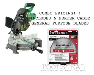 Hitachi C10FCE2 10 Compound Miter Saw w/ 5 PACK OF PORTER CABLE 