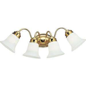   Lighting Opal Glass Collection Polished Brass 4 light Vanity Fixture