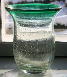 WMF Luftblasen Perlora Glas Vase Walter Dexel Klarglas grün Art Deco