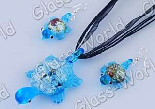 12Sets Turtle Lampwork Glass Pendant Necklaces+Earrings  