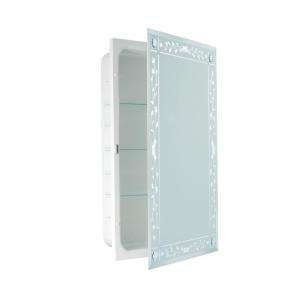 Deco Mirror 16 in. x 26 in. Recessed Beveled Venetian with Rosettes 
