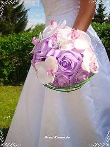 Excl. Brautstrauss aus fliederfarbenen Rosen mit Orchideen, Hochzeit 