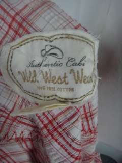 CABI WILD WEST WEAR red white western pearl snap SHIRT TOP L puckered 