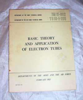1952 US ARMY   Basic Theory & App Electron Tubes Book  