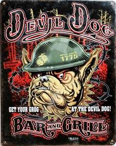 USMC Bulldog Devil Dog Marines 7.62 Blechschild Schild  