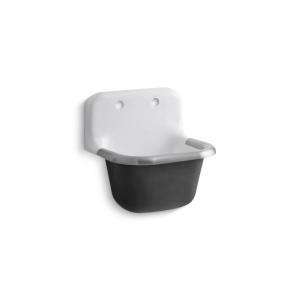   Cast Iron Wall Mount Service Sink in White K 6714 0 at The Home Depot