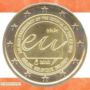 Münzen Belgien 2 Euro Münze 2010 EU Ratsp. Sondermünze  