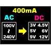 400mA AC/DC Power Adapter Supply 3V 4.5V 5V 6V 9V 12V  