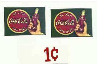 two vintage looking coca cola waterslide decals 1 ) 1¢ or 5¢ or 10 
