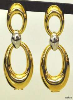 New CHARLES GARNIER 18K Gold 2 Tone Oval Drop Earrings  