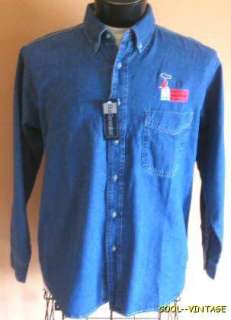   Blue Size L Denim Embroidered FIRE DEPARTMENT RODEO Long Sleeve Shirt