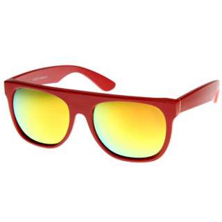 Super Flat Top Modern Aviator Style Retro Sunglasses w Color Mirrored 
