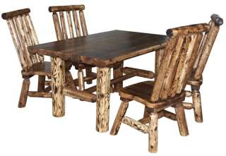  Rustic Log Dining Table Chairs Set Cabin Lodge Furnishings Furniture 