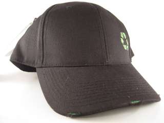BLACK WITH GREEN RECYCLE LOGO EMBROIDED QUIZNOS BASEBALL CAP 