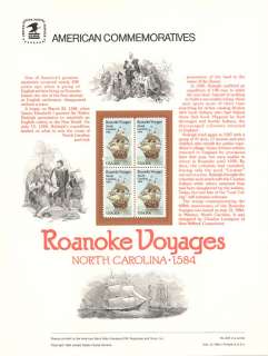 223 20c Roanoke Voyages #2093 USPS Stamp Panel  