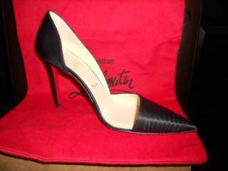 Christian Louboutin BIGORNO Satin Point Toe Heels Pumps Shoes Black 39 