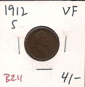 1912 S Lincoln Wheat One Cent Very Fine B211  