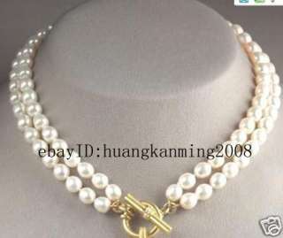 Pretty double strands 8mm white Akoya pearl necklace  