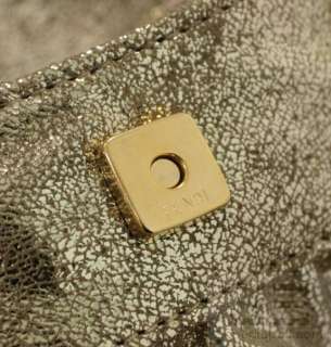 Fendi Metallic Light Gold Crackled Suede Mini Chef Bag NEW  