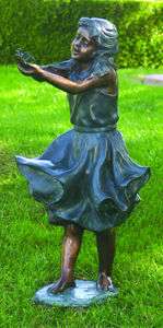 25 Bronze Garden Carefree Girl Windy Statue Yard Art  