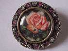  Victorian 14K & Silver Hand Painted Rose Cut Diamonds & Rubies Brooch