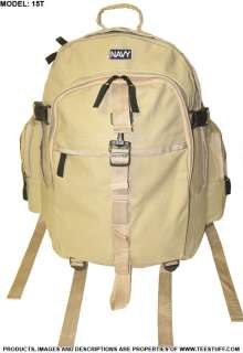 NAVY Backpack Khaki Bag Rucksack USN US w/Patch NEW 15T  