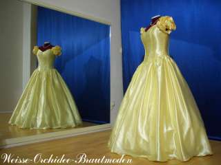 romantisches Sissikleid gelbes Brautkleid Rosen Satin  