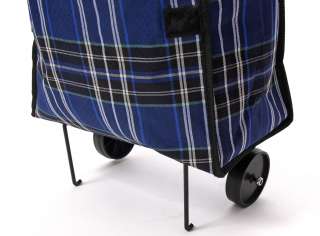   Chariot de courses, trolley, pliable, bleu écossais