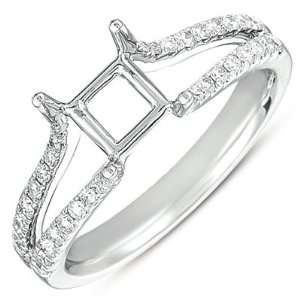   White Gold 0.32cttw Round Diamond Semi Mount Engagement Ring: Jewelry
