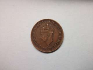 1942 GEORGE VI CEYLON ONE CENT COIN  