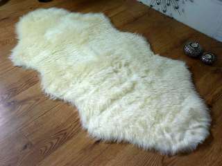 Cream Ivory faux fur double sheepskin style rug 70x140  