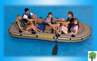 NEW INTEX EXCURSION 5 PERSON INFLATABLE BOAT OARS PUMP  