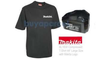 Makita BLACK BL1830 Battery T Shirt 44 Chest Black NEW  
