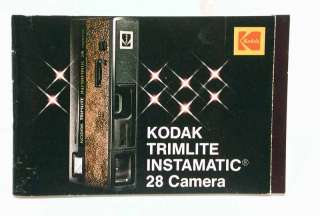 Kodak Trimlite Instamatic 28 Camera Instruction Manual  