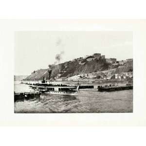  1899 Photogravure Koblenz Ehrenbreitstein Fortress Boat 
