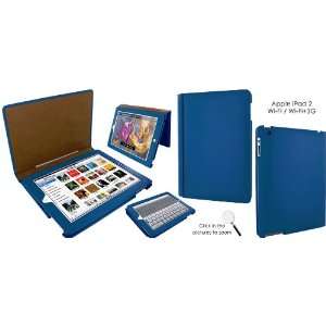   Premium Leather Case with MAGNETIC Closure for the Apple iPad 2 (Blue
