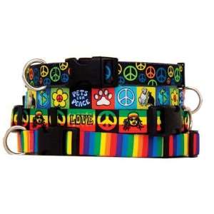  Peace Love & Harmony Dog Collar  4 colors   Rainbow Stripe 