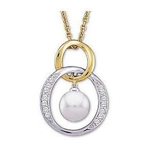   Two Tone Necklace in 14 kt Yellow/White Gold with FREE Gold Chain