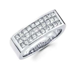   White Gold Mens Diamond Wedding Ring Band 1.70 ct (G H, I1) Jewelry