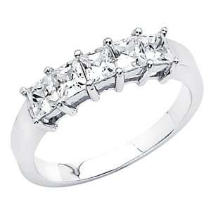   Gold Princess cut CZ Cubic Zirconia Ladies Wedding Band Ring   Size 5