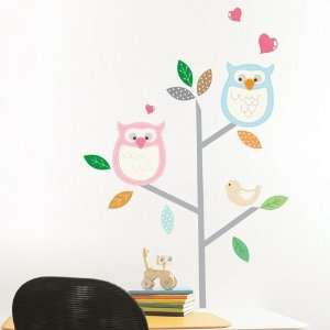   Owl Couple Tree Branch removable Vinyl Mural Art Wall Sticker Decal