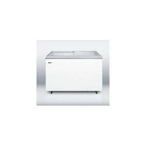   Chest Freezer, Manual Defrost, Flat Top, Tempered Glass, White, 13.8
