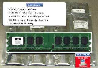2GB Kit (2x 1GB) PC2 3200 DDR2 400 DIMM Memory 240 Pin  