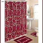 Burgundy Rings 15 Pc Bathroom Set 2 Rug/Mat Fabric Shower Curtain 