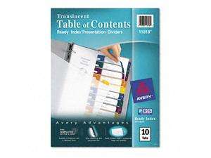    Avery Ready Index Table/Contents Dividers, 10 Tab, Letter 
